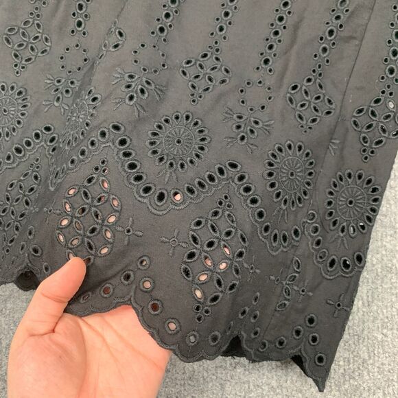 Anthropologie Pants Womens 2T Tall Black Wide Leg Eyelet Crop High Rise Side Zip - Picture 3 of 15